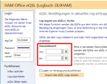 EQSL-Datumsbereich hamoffice mein logbuch