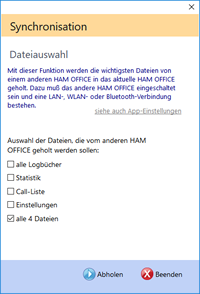 synchronisieren hamoffice mein logbuch