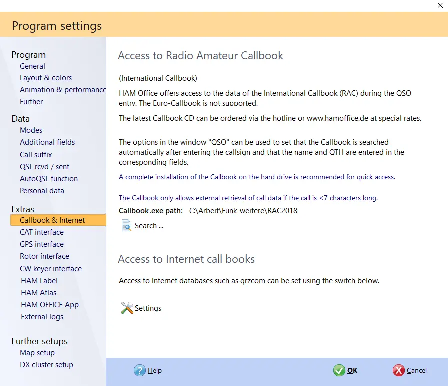 program settings web hamoffice my logbook